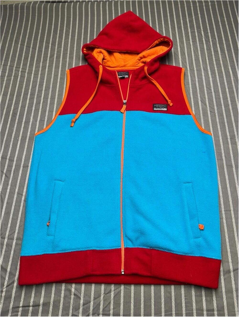 Free Nature Color Block Blue/Red Fleece Zip Up Vest Size S
